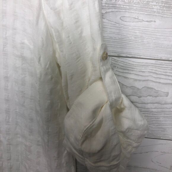 J Jill Women's Button Front Collared Shirt Roll Tab Sleeves 100% Cotton Large - Picture 3 of 6